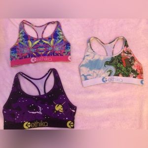 set of three large ethika sports bras